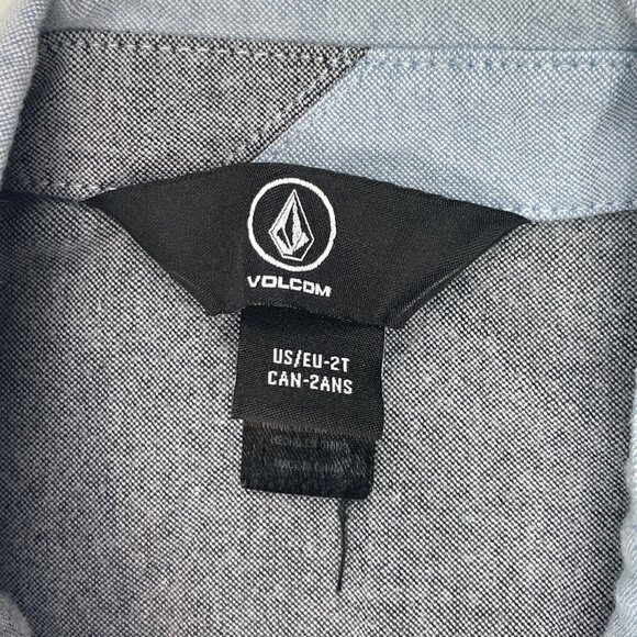 Volcom Baby Toddler Boy Everett Oxford Short Sleeve Shirt Button Down Blue 2T - Picture 3 of 8